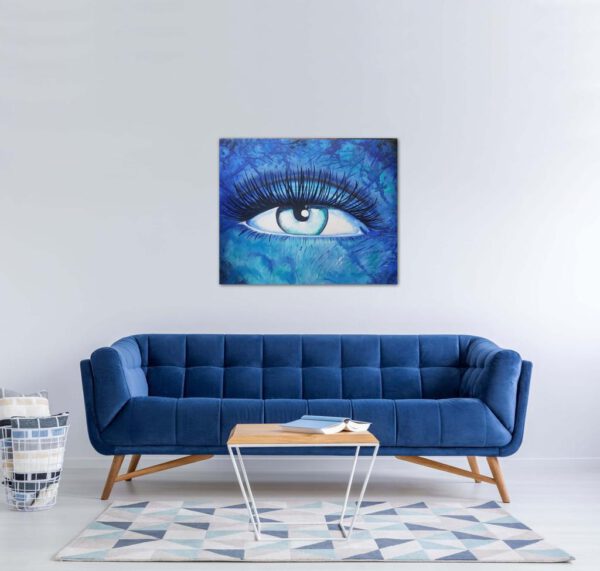 “Auge” blau Blue eye – xxl-Bild Unikat Ölfarben